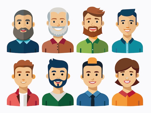 Vector una serie de personas con diferentes expresiones faciales