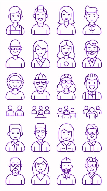 una serie de personas con diferentes iconos, incluido uno que dice "gente"