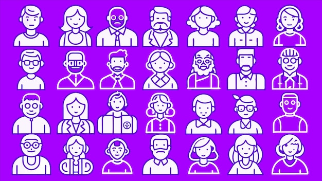 una serie de personas con diferentes rostros y las palabras personas