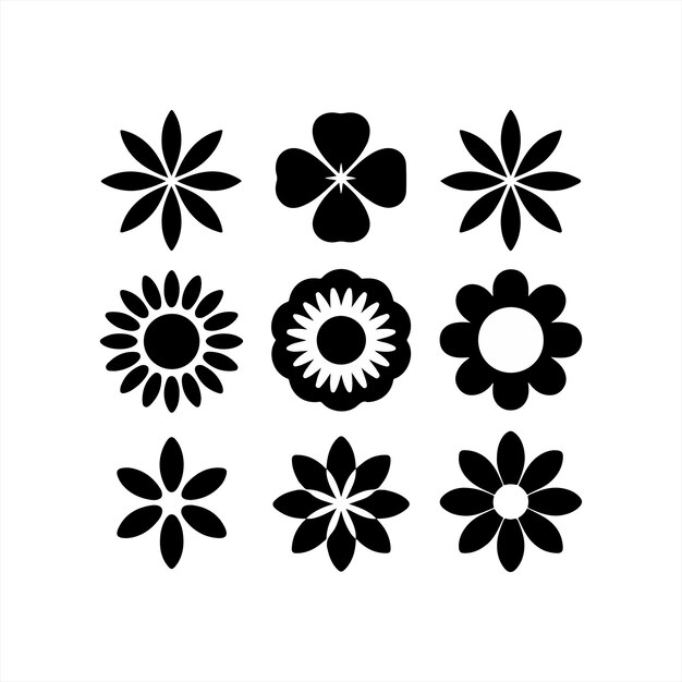 Una serie de siluetas de flores negras