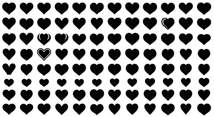 Una serie de símbolos de corazón negro