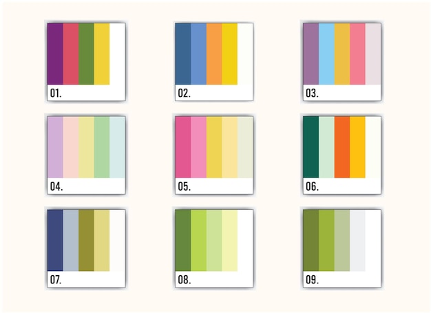 Vector una serie de tablas de colores con los números 9, 8, 8, 8, 8, 8, 8, 8, 8, 8, 8, 8, 8, 8, 8,