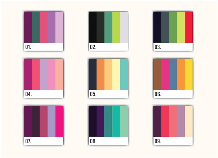 Vector una serie de televisores con los números 9, 2, 2, 2, 2, 2, 2, 3, 3, 8, 8, 8, 8, 8, 8,