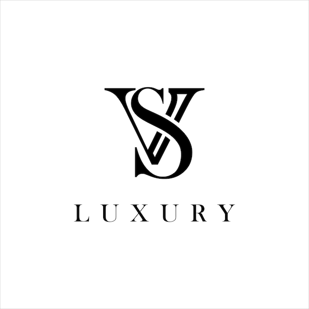 Sérif inicial VS logotipo o icono SV monograma concepto de lujo plantilla de diseño de fuente