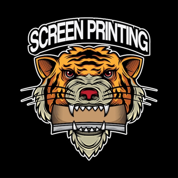 Serigrafía logo diseño cabeza tigre