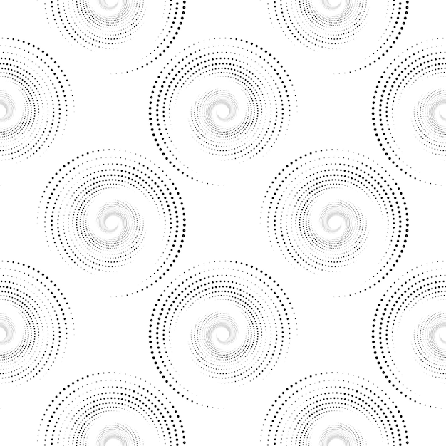 Vector serigrafía de patrones sin fisuras. vórtice abstracto radiante. patrón circular. semitono redondo de arte pop.