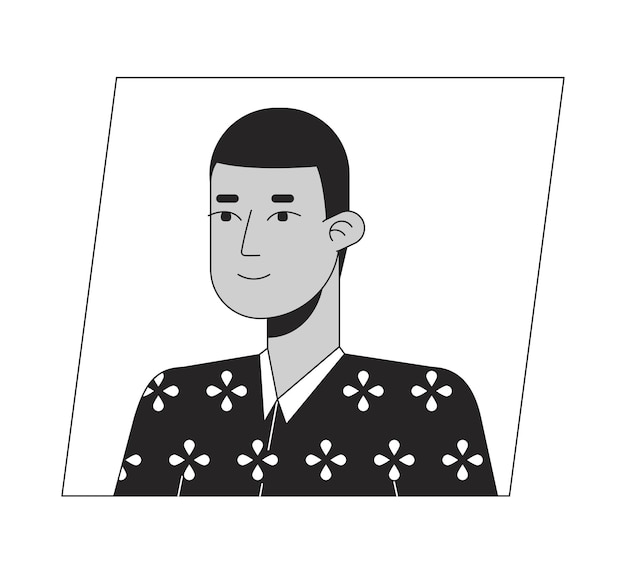 Vector serio latinoamericano pelo corto hombre negro blanco dibujos animados avatar icono editable 2d personaje usuario retrato lineal plano ilustración vector cara perfil esquema persona cabeza y hombros