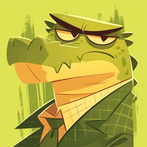 Vector a serious crocodile actor cartoon style