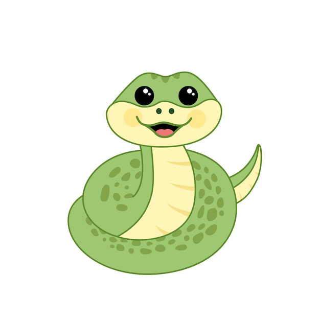 La serpiente alegre se ha acurrucado en una bola Serpiente linda dibujos animados Ilustración vectorial aislada eps 10