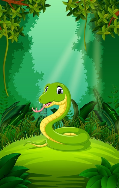 serpiente en el bosque claro y verde