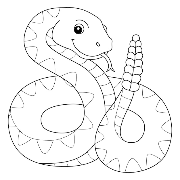 Serpiente de cascabel animal aislado página para colorear para niños