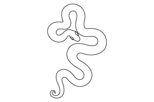 Serpiente continua de una línea de arte de dibujo a mano símbolo reptil venenoso serpente contorno vida silvestre
