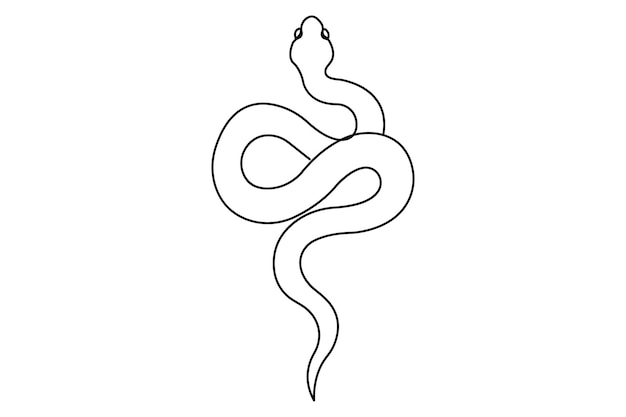 Serpiente continua de una línea de arte de dibujo a mano símbolo reptil venenoso serpente contorno vida silvestre