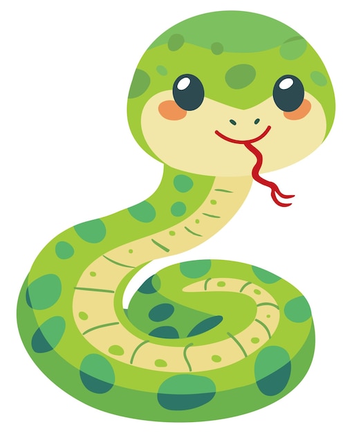 Serpiente de dibujos animados divertida aislada sobre fondo blanco para el Año de la Serpiente