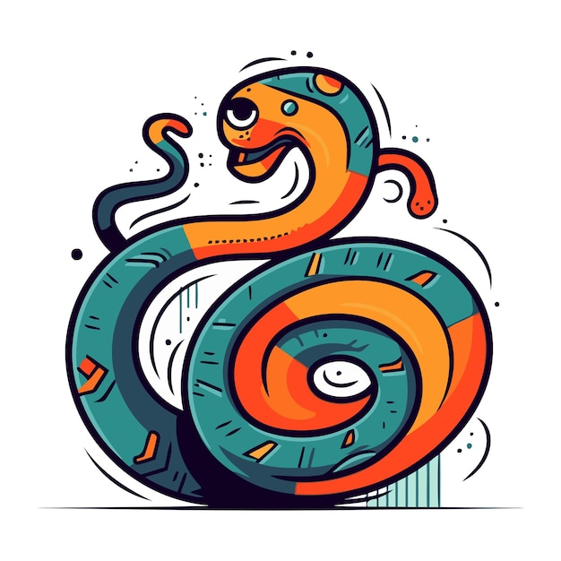 Serpiente de dibujos animados Ilustración vectorial a color aislada sobre un fondo blanco