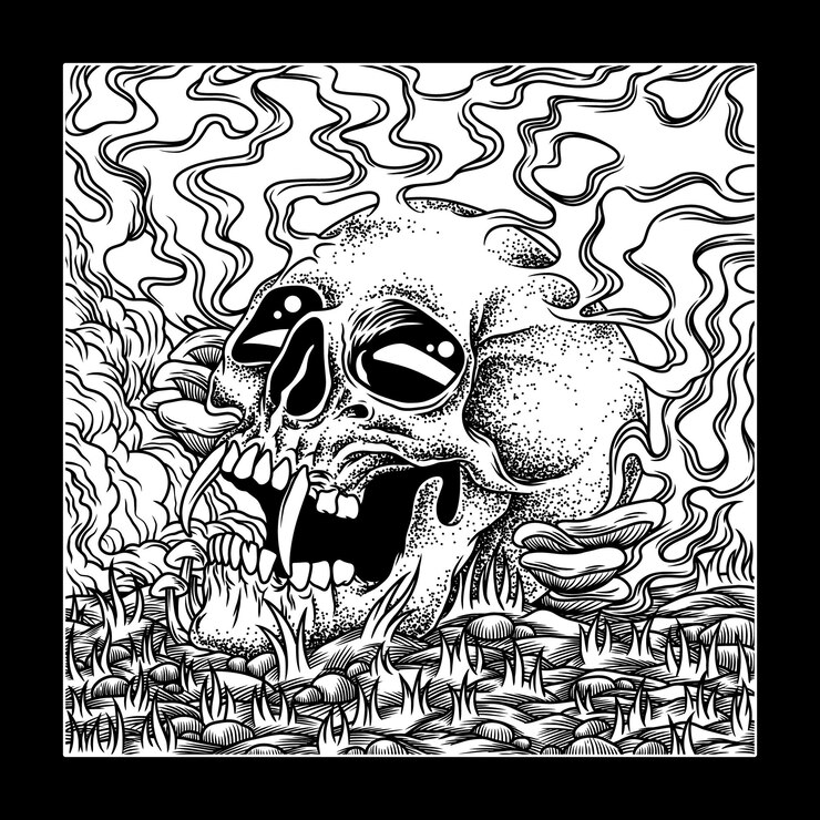 Vector serpiente de dos cabezas ilustración en blanco y negro