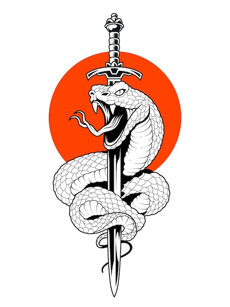 La serpiente envuelta alrededor de la espada Arte vectorial