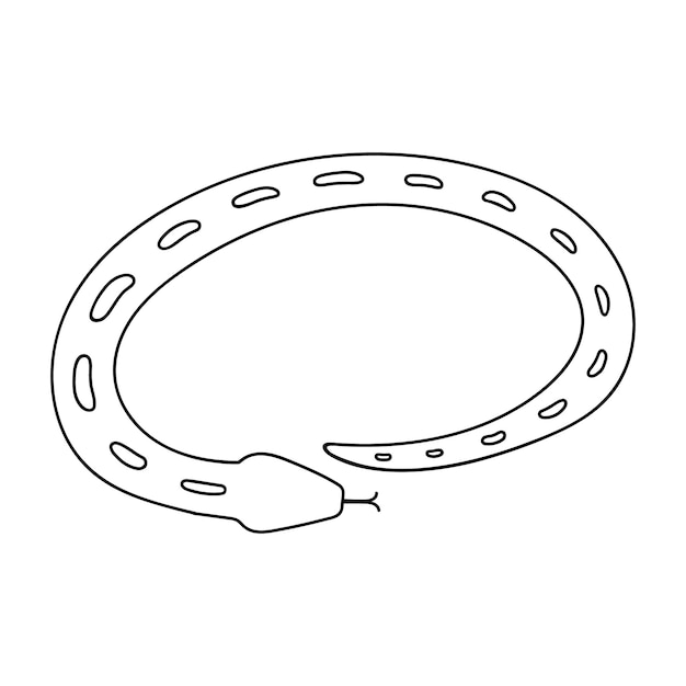 Vector serpiente en estilo doodle, imagen lineal única de una serpiente retorciéndose, icono de contorno