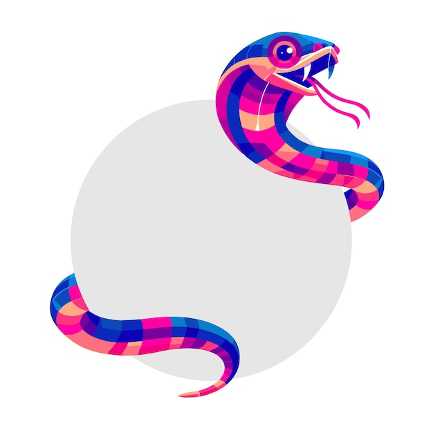 Serpiente en la etiqueta redonda