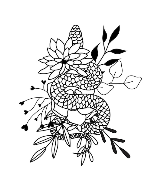 Serpiente de flor ilustración de serpiente de flores silvestres