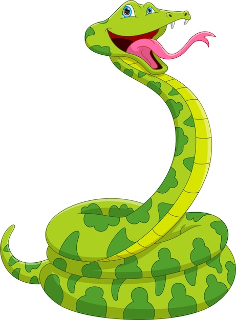 Serpiente linda de dibujos animados sobre fondo blanco