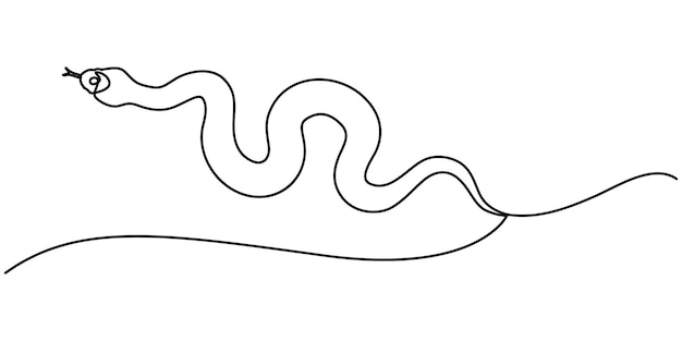 Serpiente una línea continua Arte de línea de serpiente Arte vectorial dibujado a mano Ilustración vectorial de víbora