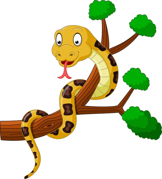Serpiente marrón de dibujos animados en rama