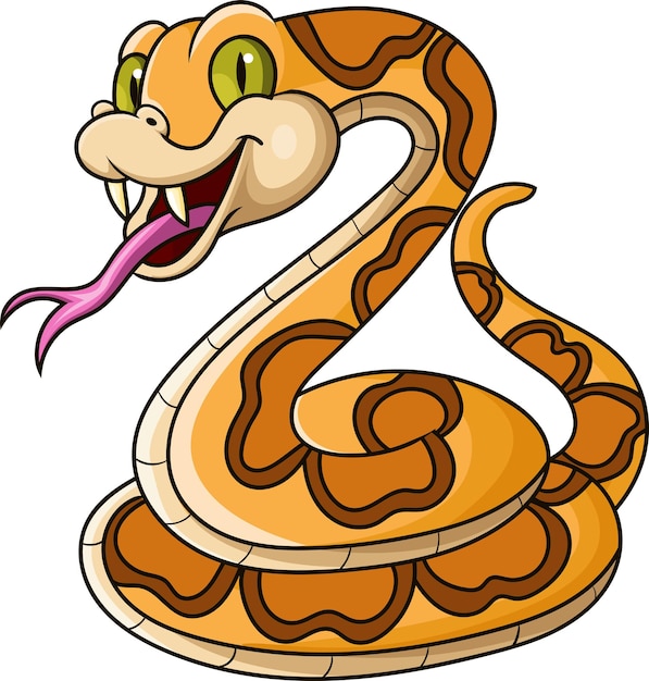 Serpiente marrón de dibujos animados sobre fondo blanco