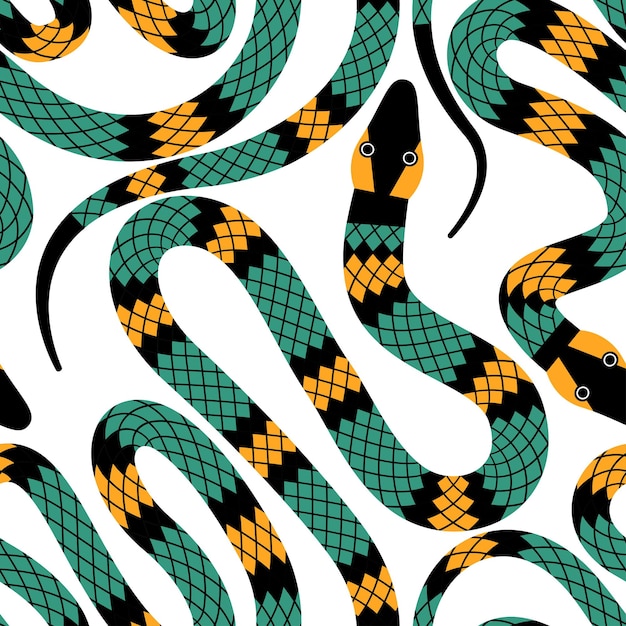 serpiente con rayas verdes y amarillas hace un patrón sin costuras