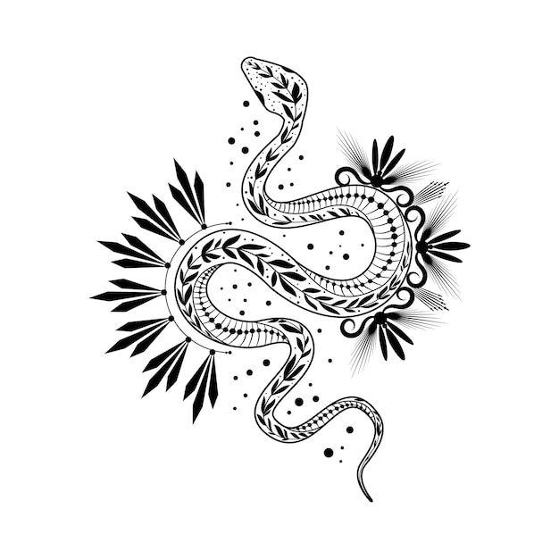 Serpiente con rayos y signos astrológicos Serpiente mística