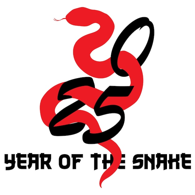 serpiente roja con el año nuevo 2025