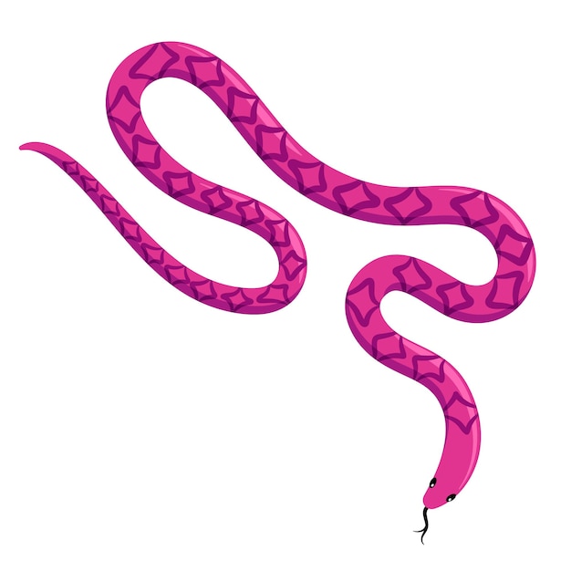 Serpiente tropical exótica rosada Ilustración plana de dibujos animados
