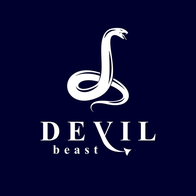 Serpiente venenosa vectorial, emblema vectorial gráfico negro de espíritu maligno.
