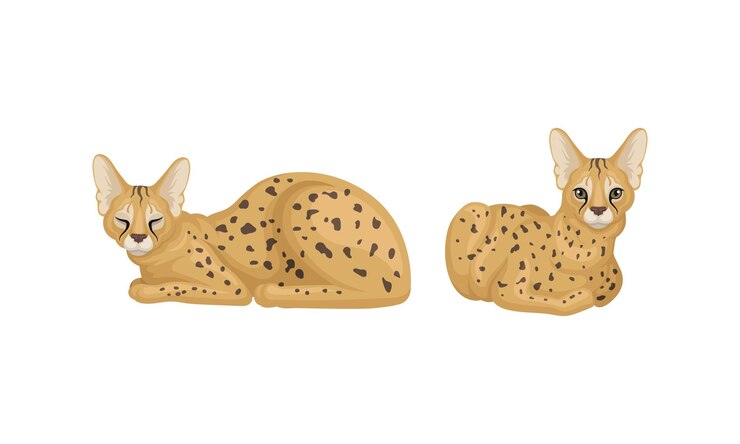 Vector serval como gato salvaje africano con cabeza pequeña y orejas grandes