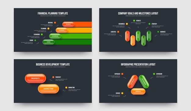 Service Insight Four Five Two Three Option Diagram Slideshow Design Vector Illustration Set