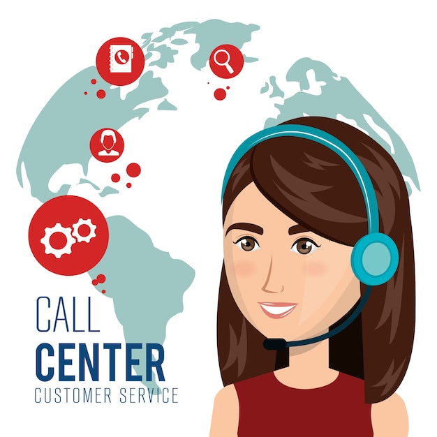 Vector servicio al cliente de call center