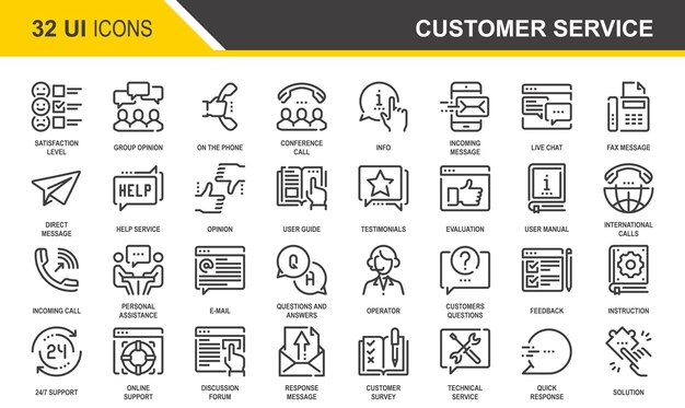 Servicio al cliente Conceptos de íconos web de línea plana
