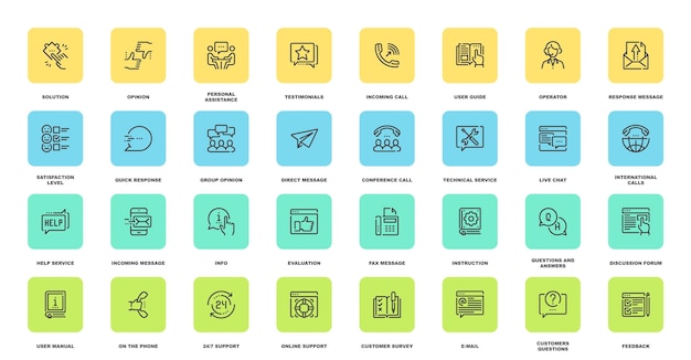 Servicio al cliente Conceptos de íconos web de línea plana