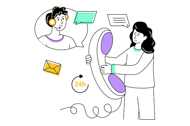 Servicio al cliente Diseño de estilo plano Ilustración vectorial Ilustración de stock