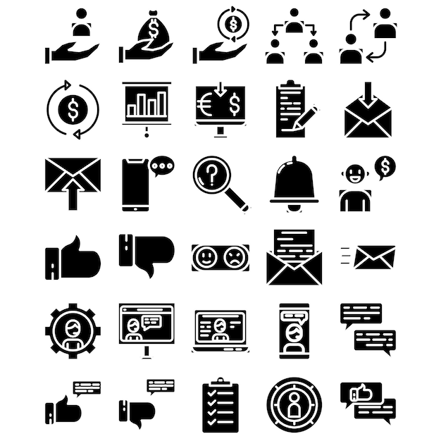Servicio al cliente Icon Pack en estilo sólido