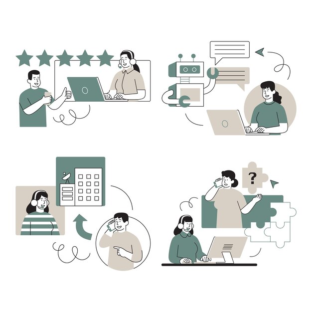 Servicio al cliente mínimo con línea Asistente virtual Negocio