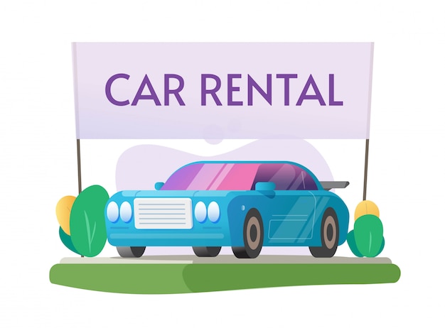 Servicio de alquiler de automóviles o alquilar un vehículo automóvil ilustración de dibujos animados
