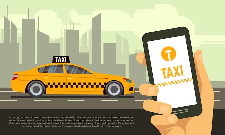 Vector servicio de aplicación móvil de taxi
