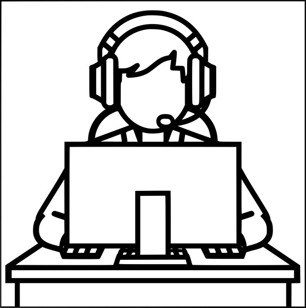 Servicio de atención al cliente y soporte Icon Flat Vector Person Avatar con auriculares para la línea de ayuda en Gl