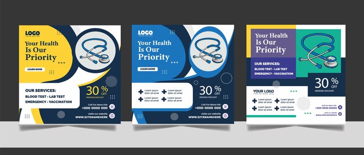 Servicio de atención médica profesional diseño de plantillas de publicaciones en redes sociales Clínica u hospital