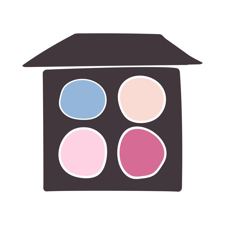 Vector servicio de belleza sombra de bolsillo caja cosmética con sombra de ojos herramienta de maquillador profesional artículo de cuidado de belleza en el salón de spa vector aislado sobre fondo blanco