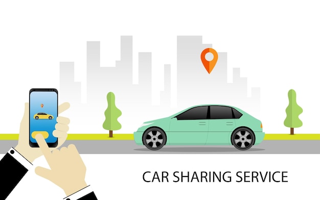 Servicio de Car Sharing con mapa de teléfono