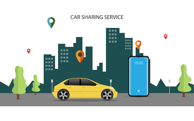 Servicio de Car Sharing con mapa de teléfono