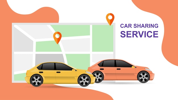 Servicio de car sharing con mapa de teléfono