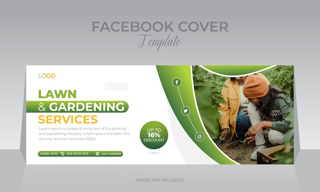 Servicio de césped y jardinería Diseño de plantilla de banner web de redes sociales para negocios de plantas de vivero